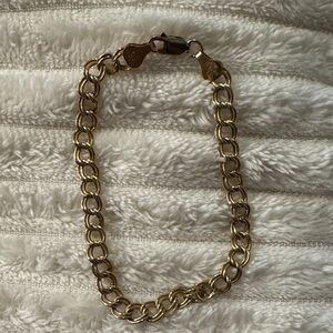 Classic .925 Italy Sterling Silver Gold-Tone Double Link Charm Bracelet